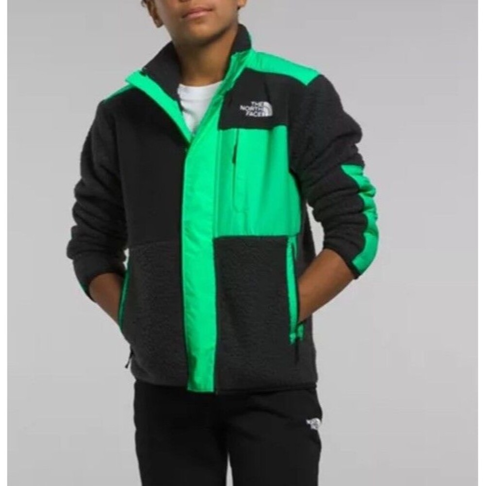 The North Face Big Boys Forrest Fleece Hybrid Jacket Green Black Sz M (10)